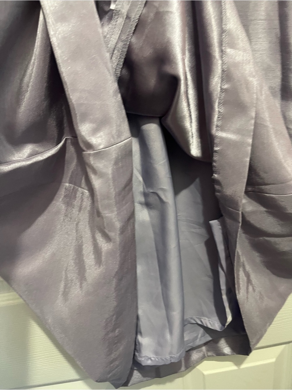 Dress Barn RSVP Bridesmaid Satin-Look Lavender V-Neck Midi Dress size 14 - Picture 6 of 6
